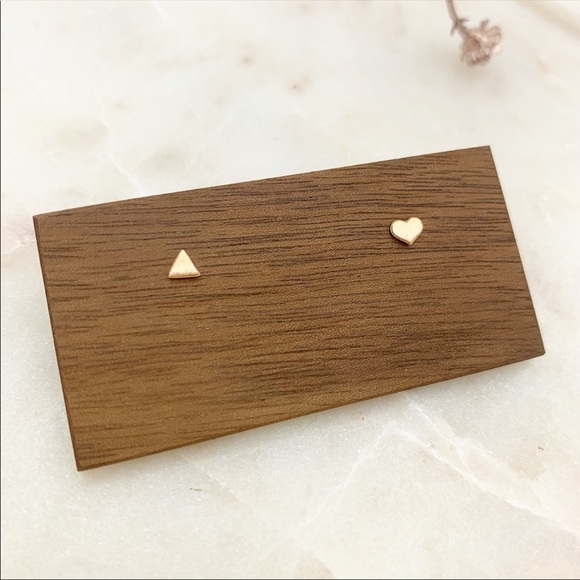 heartmore Jewelry - Triangle & Heart Mini Stud Earrings Rose Gold